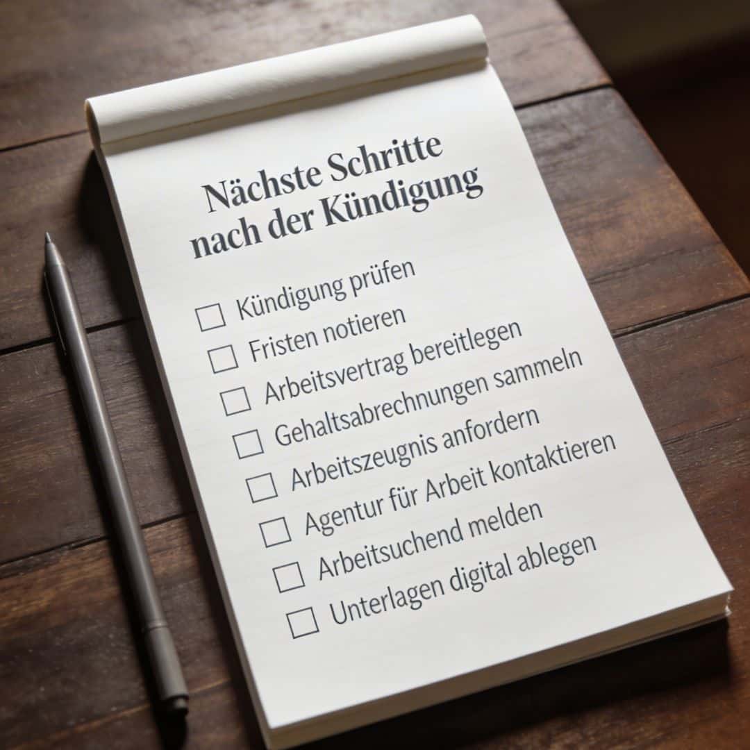 Kündigung bekommen Checkliste